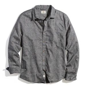 Marine Layer Hemp Fortex Classic Fit Button Down Dark Heather Grey "Larger" New